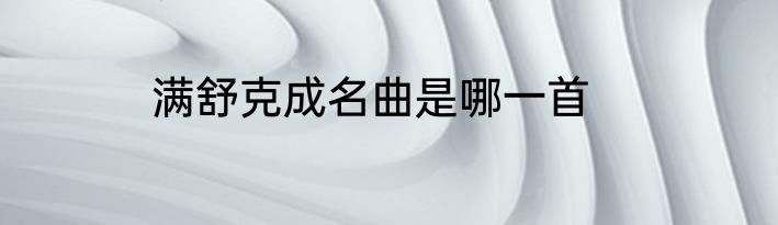 满舒克成名曲是哪一首