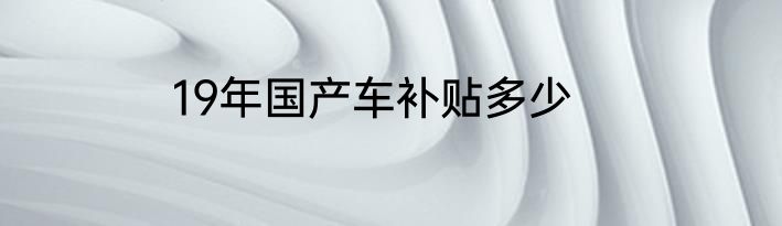 19年国产车补贴多少