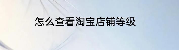 怎么查看淘宝店铺等级