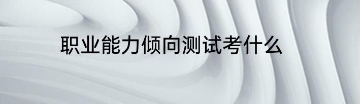 职业能力倾向测试考什么