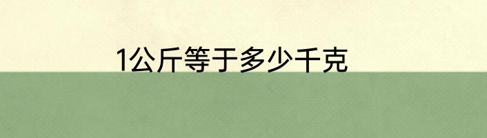 1公斤等于多少千克