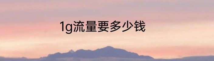 1g流量要多少钱