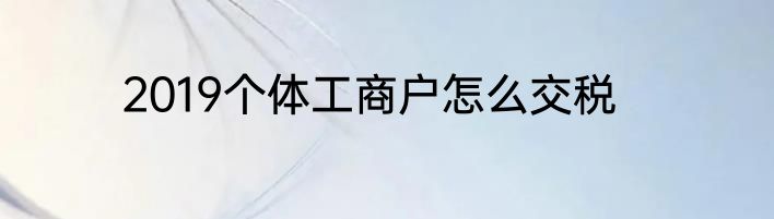2019个体工商户怎么交税