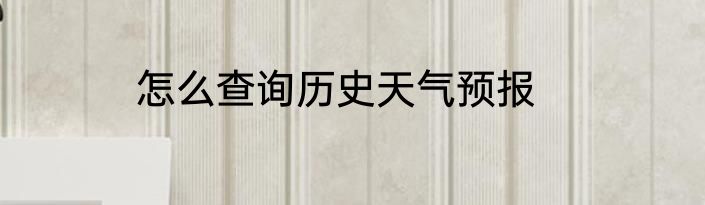 怎么查询历史天气预报