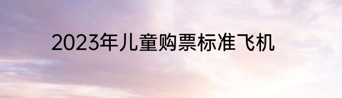 2023年儿童购票标准飞机