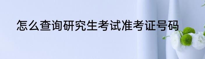 怎么查询研究生考试准考证号码