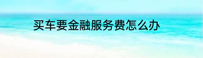 买车要金融服务费怎么办