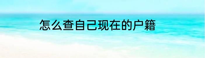 怎么查自己现在的户籍