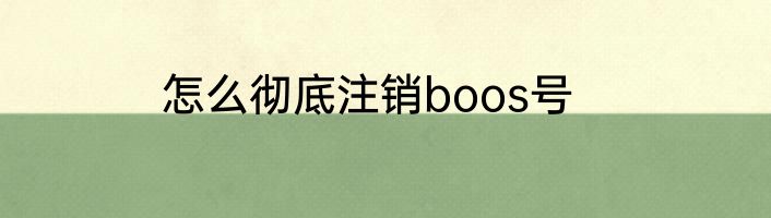 怎么彻底注销boos号