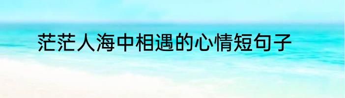 茫茫人海中相遇的心情短句子