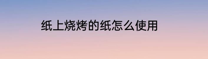 纸上烧烤的纸怎么使用