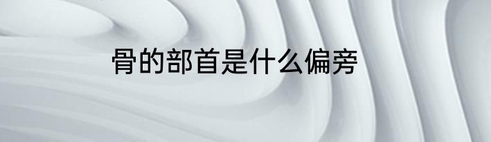骨的部首是什么偏旁
