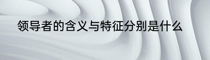 领导者的含义与特征分别是什么