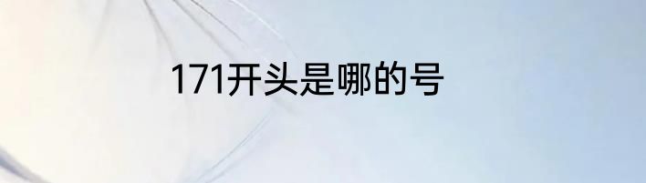 171开头是哪的号