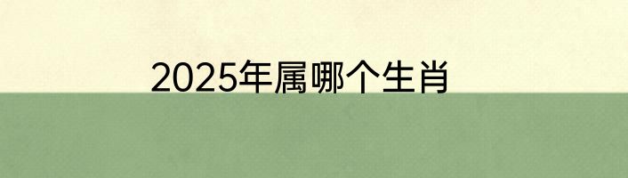 2025年属哪个生肖