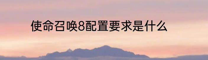 使命召唤8配置要求是什么