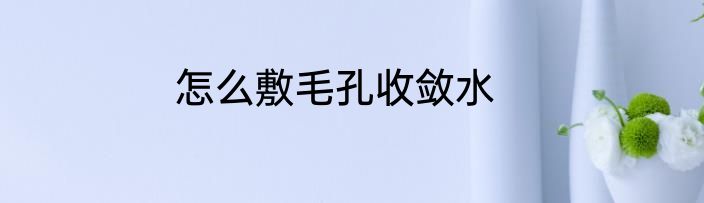 怎么敷毛孔收敛水