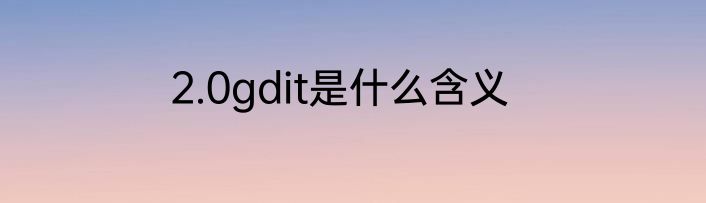 2.0gdit是什么含义