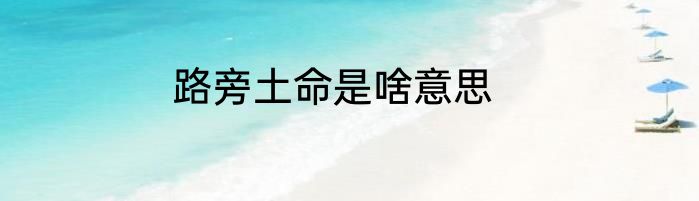 路旁土命是啥意思
