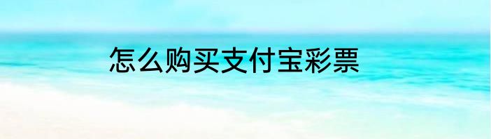 怎么购买支付宝彩票