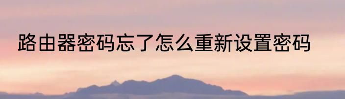路由器密码忘了怎么重新设置密码