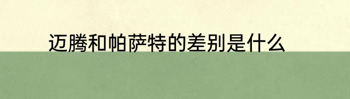 迈腾和帕萨特的差别是什么