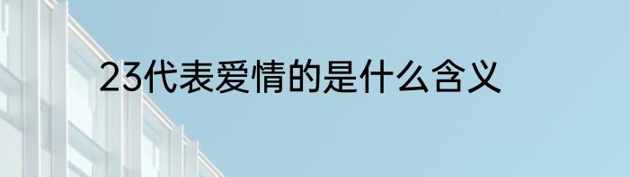23代表爱情的是什么含义