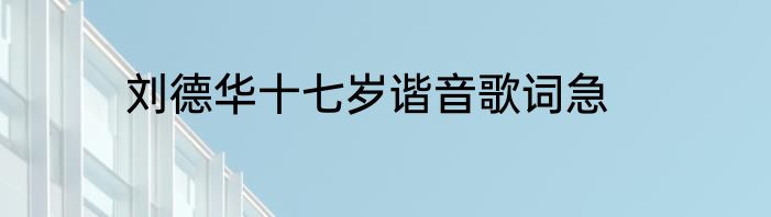 刘德华十七岁谐音歌词急