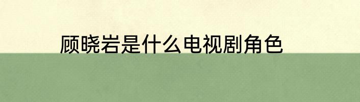 顾晓岩是什么电视剧角色