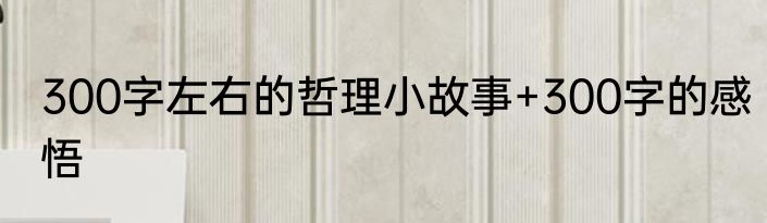 300字左右的哲理小故事+300字的感悟