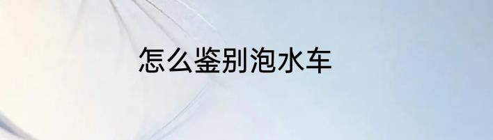怎么鉴别泡水车
