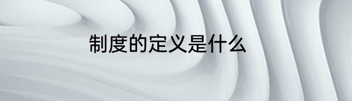 制度的定义是什么