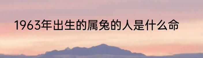 1963年出生的属兔的人是什么命