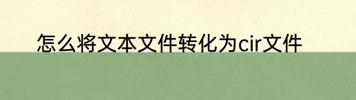 怎么将文本文件转化为cir文件