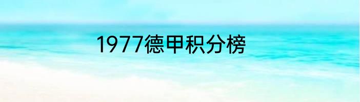 1977德甲积分榜