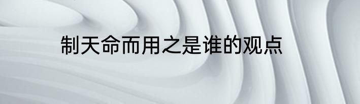 制天命而用之是谁的观点