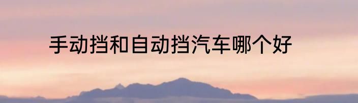 手动挡和自动挡汽车哪个好
