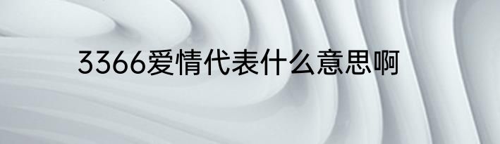 3366爱情代表什么意思啊