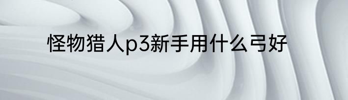 怪物猎人p3新手用什么弓好