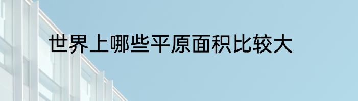 世界上哪些平原面积比较大