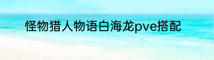 怪物猎人物语白海龙pve搭配