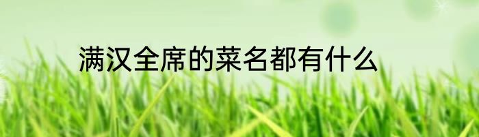 满汉全席的菜名都有什么