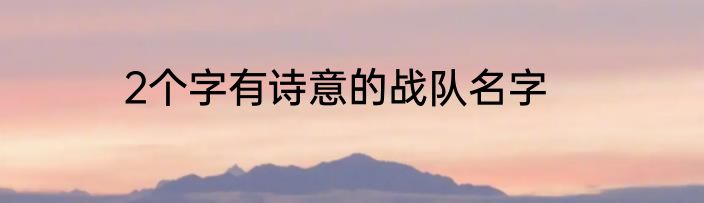 2个字有诗意的战队名字