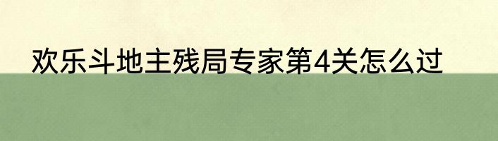 欢乐斗地主残局专家第4关怎么过