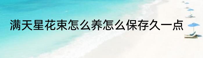 满天星花束怎么养怎么保存久一点
