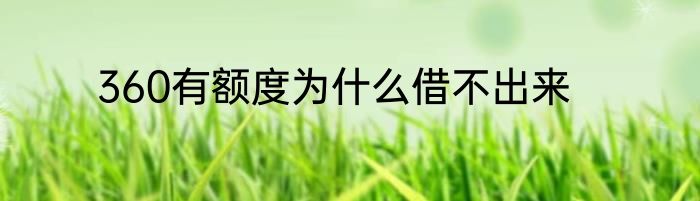 360有额度为什么借不出来