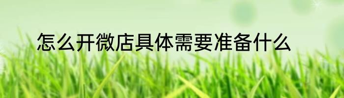 怎么开微店具体需要准备什么