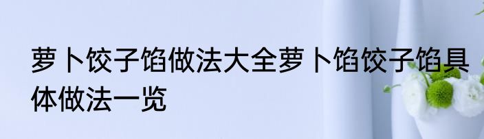 萝卜饺子馅做法大全萝卜馅饺子馅具体做法一览