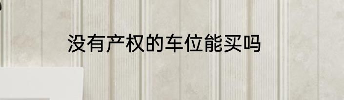 没有产权的车位能买吗