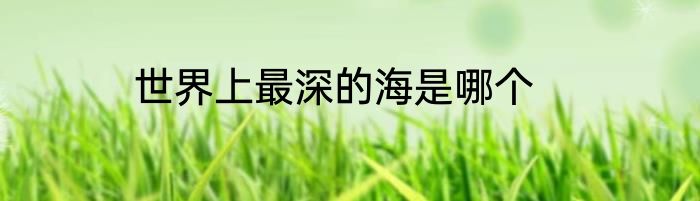 世界上最深的海是哪个
